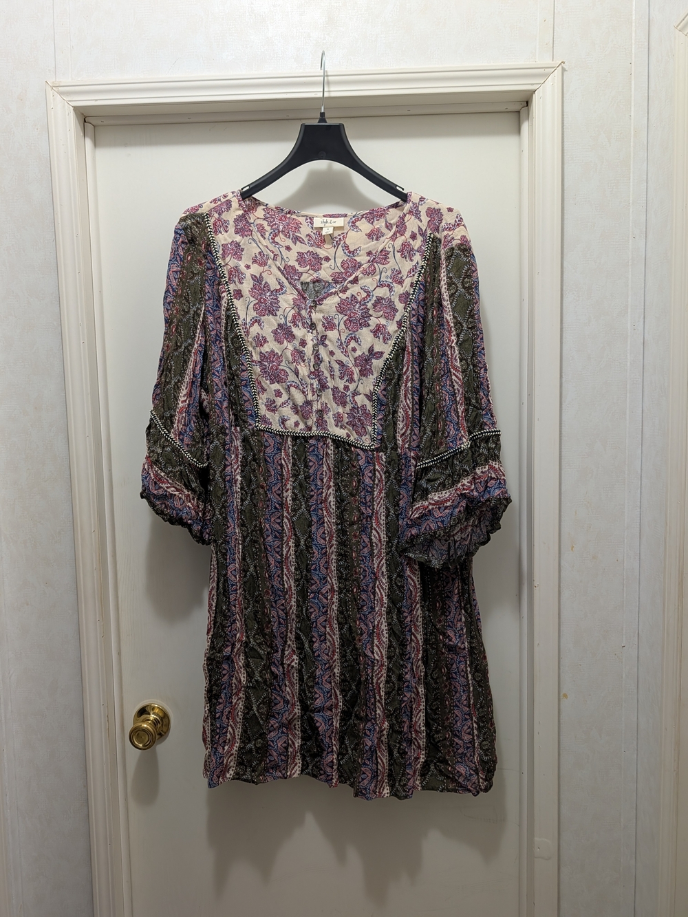 Style & Co. Purple and Cream Boho Midi Dress